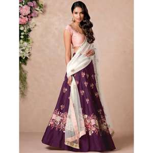 Impresionantes conjuntos de mujer Lehenga Choli Bordados florales morados - Product Image 5