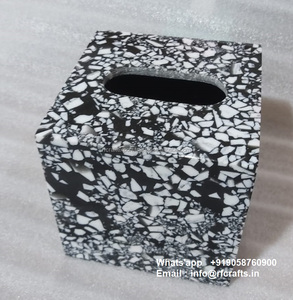 Cubiertas de caja de pañuelos de resina blanca con estilo ecológico a medida para hoteles de lujo empaquetados en cartón - Product Image 6