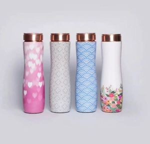 ชุดขวดน้ำทองแดงเคลือบลายดอกไม้ใหม่ พร้อมฝาปิด พกพาสะดวกสำหรับเดินทาง - Product Image 3