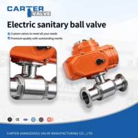 Vanne à boisseau sphérique électrique sanitaire SS304 SS316L à raccord Tri-Clamp, à bride, à passage plein, qualité alimentaire, marche/arrêt, modulante, IP67, siège PTFE, OEM, CIP, FDA, SS