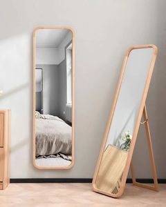 Mid Century Wooden Wall <b>Mirror</b> Full Length Framed <b>Mirror</b> Decorative Hanging <b>Mirror</b> for Living Room Bedroom - Product Image 3