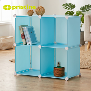 Green Cube <b>Storage</b> Organizer 2 Layer PP <b>Stackable</b> Shelving Unit for Home Sundries Modern Design - Product Image 5