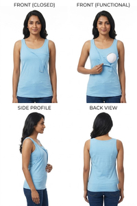 Débardeur d'allaitement pour femme enceinte, haut sans manches de maternité, haut double couche à col rond sans manches pour femme enceinte - Product Image 4