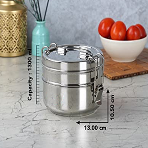 Boîte à lunch scolaire en acier inoxydable 2 compartiments 1000 ml Capacité Design luxueux Léger Étanche Passe au lave-vaisselle Facile à transporter - Product Image 2