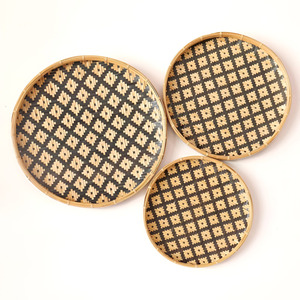 Factory supply natural bamboo <b>basket</b> <b>tray</b> set decorative weaving <b>trays</b> bohemian wall art decoration - Product Image 1