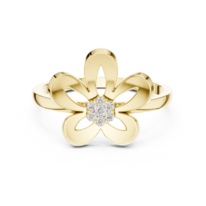 Anillo solitario minimalista de oro amarillo macizo de 14k con diamante redondo de talla brillante para mujer, ideal para compromiso, aniversario o regalo de boda. - Product Image 1