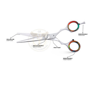 Ciseaux de coiffure professionnels en acier inoxydable 6.0 en forme de saule avec poignée en caoutchouc pour coupe à sec et glissière de coupe - Product Image 2