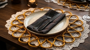 Best Seller Handwoven Rattan Sunflower Placemat Eco Style Rattan Charger Plate Natural <b>Table</b> <b>Mat</b> for Kitchen and Dining Use - Product Image 4