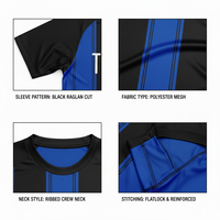 Camiseta de Fútbol ELINE SPORTS Azul y Negra, Manga Corta, Verano, 100% Poliéster, Secado Rápido, Entrenamiento Atlético, Personalizable para Hombre y Mujer