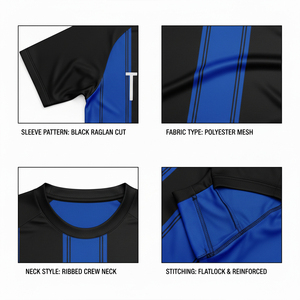 เสื้อฟุตบอลลายทางสีน้ำเงินดำ ระบายอากาศได้ดี ซับเหงื่อ เหมาะสำหรับการฝึกซ้อมกีฬา เสื้อทีมชายหญิง - Product Image 6