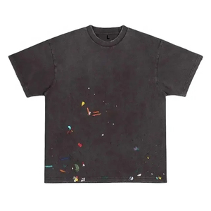 Camisetas OEM para hombre, 100% algodón, gramaje pesado, de secado rápido, transpirables, con estampado personalizado, lavadas con ácido, al por mayor. - Product Image 1