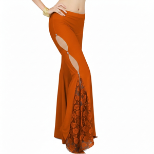 Pantalones de nailon y spandex personalizados con estampado de marca para mujer, ropa de danza del vientre al por mayor, disfraces de escenario de bajo MOQ para bailarinas - Product Image 5