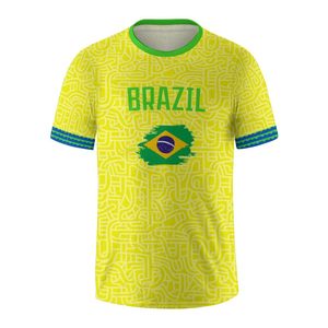 Camiseta de Fútbol de Brasil para Hombre, Manga Corta, Estampado Completo, Cuello Redondo, Transpirable, Ropa Deportiva de Poliéster, Uniforme para Adultos - Product Image 5
