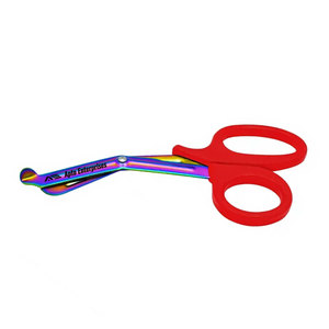 กรรไกร EMT ขนาด 7.25 นิ้ว ใบมีดสีรุ้ง ด้ามจับสีแดง ผลิตจากเหล็กกล้าไร้สนิมเยอรมัน กรรไกรอเนกประสงค์ EMT สำหรับการแพทย์และผ้าพันแผล - Product Image 3