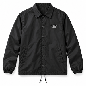 Veste de coach personnalisée pour hommes, logo brodé, coupe-vent léger en nylon, boutons-pression, vêtements d'équipe, vente en gros OEM - Product Image 1