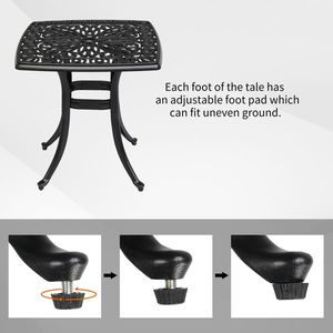 Tavolo Quadrato in Alluminio Pressofuso per Esterni, Coppia di Tavolini da Giardino o Bordo Piscina, Tavolo da Cocktail Resistente per Bar all'Aperto - Product Image 5