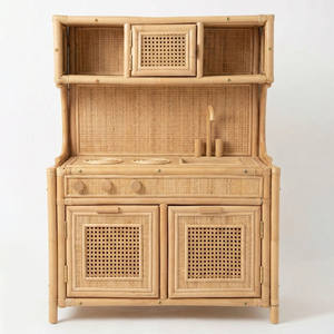 Best price natural rattan wood <b>toys</b> for kids play kitchen stove with <b>oven</b> toddler <b>toy</b> stoves - Product Image 4