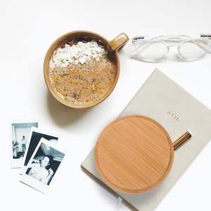 ฝาไม้ไผ่สำหรับแก้วน้ำ ฝาปิดไม้เก็บความสดใหม่ สำหรับแก้วชา ขวดแก้ว กระติกน้ำสำหรับเดินทาง - Product Image 4