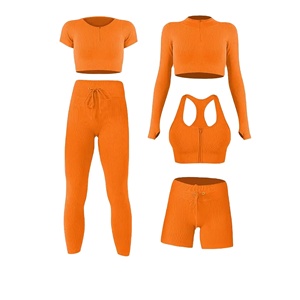 Divine biểu tượng tùy chỉnh của phụ nữ tập luyện yoga đặt thoáng khí ba mảnh đầu gối sportsuit nút trang trí sản xuất vải mềm - Product Image 1