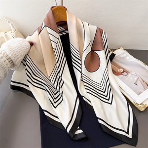 90*90cm Summer Thin Cotton <b>Square</b> Scarf Women Silk Scarves Bandanas Luxury Beach Shawl Wraps Floral Printed <b>Hijab</b> Neckerchief - Product Image 2