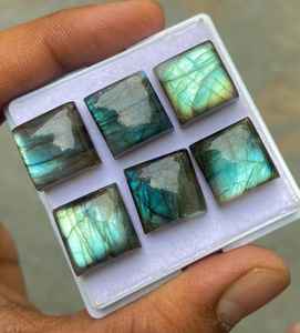5 cabochons carrés en labradorite naturelle, pierres précieuses de qualité, pierres en vrac pour la fabrication de bijoux - Product Image 3