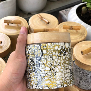 Low MOQ Bamboo Jar <b>Shell</b> Inlay Natural Material Lightweight For Home Use - Product Image 6