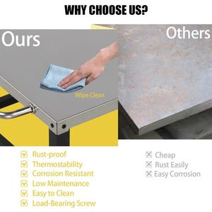 Carrello Multifunzionale in Acciaio Inox con Griglia Piana, Tavolo da Lavoro Mobile per BBQ, Due Ruote, Ganci e Accessori per Preparazione Cibo - Product Image 6