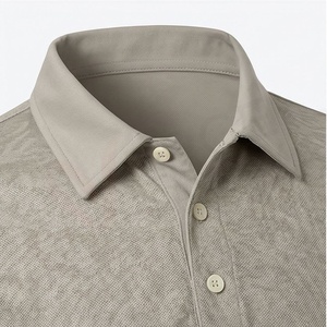 Polo en tricot à manches courtes gris pour homme, coupe classique, boutons, style décontracté - Product Image 4