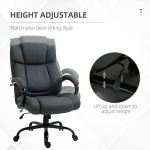 Sedia da Ufficio Grande e Alta Grigio Antracite, Capacità 220 kg, Altezza Regolabile, Ruote Girevoli, Tessuto in Lino, Nylon BIFMA - Product Image 5