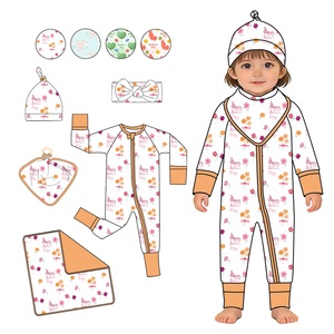 Conjunto <span class=keywords><strong>de</strong></span> Ropa <span class=keywords><strong>de</strong></span> Bebé Personalizada para el Día <span class=keywords><strong>de</strong></span> la Madre, <span class=keywords><strong>de</strong></span> Fibra <span class=keywords><strong>de</strong></span> Bambú, con Estampado Floral, Unisex, para Recién Nacidos, Lavable, Transpirable, para Todas las Temporadas - Product Image 1