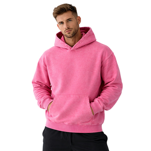Unisex Vintage Washed <b>Pink</b> Regular Fit Heavyweight Cotton Fleece Pullover <b>Sweatshirt</b> Quick Dry Anti Wrinkle Winter Custom Blank - Product Image 1