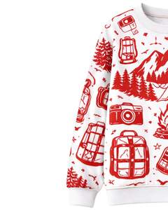 Sweat-shirt personnalisé blanc et rouge pour homme, imprimé en 3D, col rond, décontracté, sublimation personnalisée, automne-hiver - Product Image 4