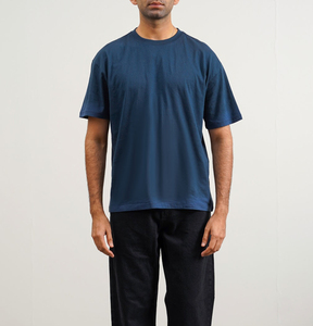 T-shirt pour homme à col rond, manches courtes, couleur unie, 100% coton, coupe ample, vêtement décontracté, respirant, design en jersey tricoté - Product Image 2