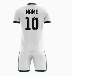 Ensemble de maillot et short de football rayé blanc et vert pour homme, col en V, manches courtes, polyester respirant, toutes saisons, vêtements de sport pour adultes - Product Image 3