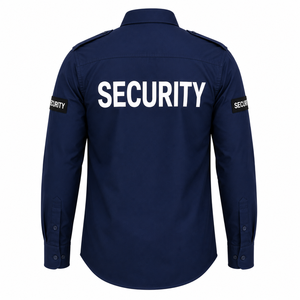 Chemise d'uniforme de garde de sécurité à manches longues, prix d'usine, avec épaulettes, couleur unie, vente en gros, chemise de travail personnalisée - Product Image 2