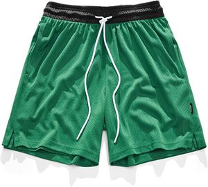 <b>Men's</b> <b>Green</b> Mesh <b>Shorts</b> Drawstring Waist Breathable Sporty Style Polyester Material <b>Short</b> Length - Product Image 1