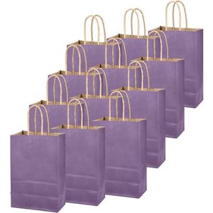 Confezione da 24 Sacchetti Regalo in Carta Viola con Manici 21x15x8 cm, Sacchetti Monocolore per Feste - Product Image 2