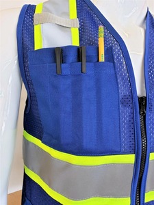 Chaleco de Seguridad Reflectante Azul Marino Personalizado, Transpirable, de Malla de Poliéster, con Múltiples Bolsillos y Cremallera, Uniforme de Trabajo para Hombre - Product Image 5