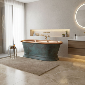 Baignoire autoportante de luxe en cuivre patiné, extérieur poli, intérieur en cuivre, pour la maison, la salle de bain, le spa - Product Image 4