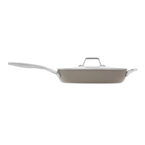 Oval Non-Stick Frying Pan With Glass <b>Lid</b> Stainless Steel Handle Minimalist Design For Gas And Induction Cooker Hand Wash Only - Product Image 1