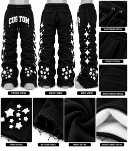Black Studded Hoodie Set <b>Y2K</b> Oversized Sweatshirt Sweatpants Tracksuit Unisex <b>Streetwear</b> Winter Polyester/Cotton Fleece - Product Image 5