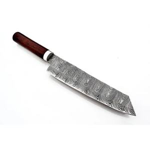 Couteau de chef artisanal en acier Damas de 13 pouces, fabriqué sur mesure par Ahmad Fabric, avec étui en cuir, manche élégant, personnalisable - Product Image 6