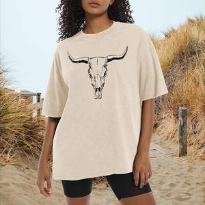 T-shirt décontracté épais 100 % coton écologique respirant pour femme, coupe oversize à épaules tombantes, 240 GSM, style vintage rétro délavé à l'acide - Product Image 5