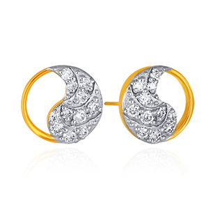 Half-Halo Diamond <b>Studs</b> Classic Floral Diamond Cluster <b>Earrings</b> 18K Yellow Gold Round Cut Lab Grown Diamond Anniversary Gift - Product Image 3