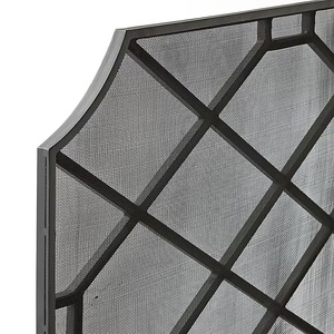 Paravent de cheminée décoratif en métal géométrique Art Déco, grille de protection résistante à la chaleur, autoportant - Product Image 6