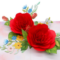 Carte de vœux en papier fait main, fleurs rouges, design floral, découpe 3D, décoration de mariage, cadeau, forme rectangulaire