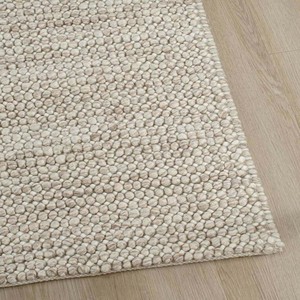 Tapis texturé épais beige crème, tissé à la main, moderne, neutre, aspect naturel, pour salon, chambre, décoration intérieure, revêtement de sol - Product Image 4