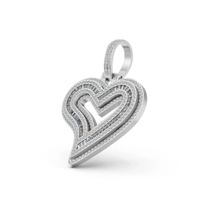 Collar de Lujo con Colgante de Corazón en Capas Chapado en Rodio de Oro de 14K, Diamante Baguette Cultivado en Laboratorio de 1.60 CT, Certificado IGI, para Mujer - Product Image 4