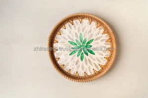 Plateau de service de luxe en rotin nacre fait à la main avec design personnalisable pour les célébrations de Diwali et du Ramadan à la maison et à l'hôtel - Product Image 6