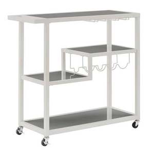 Gold Plated Hotel Trolley With 2 Shelves And 4 <b>Swivel</b> Casters Midcentury Modern Design Durable Commercial Furniture - Product Image 3